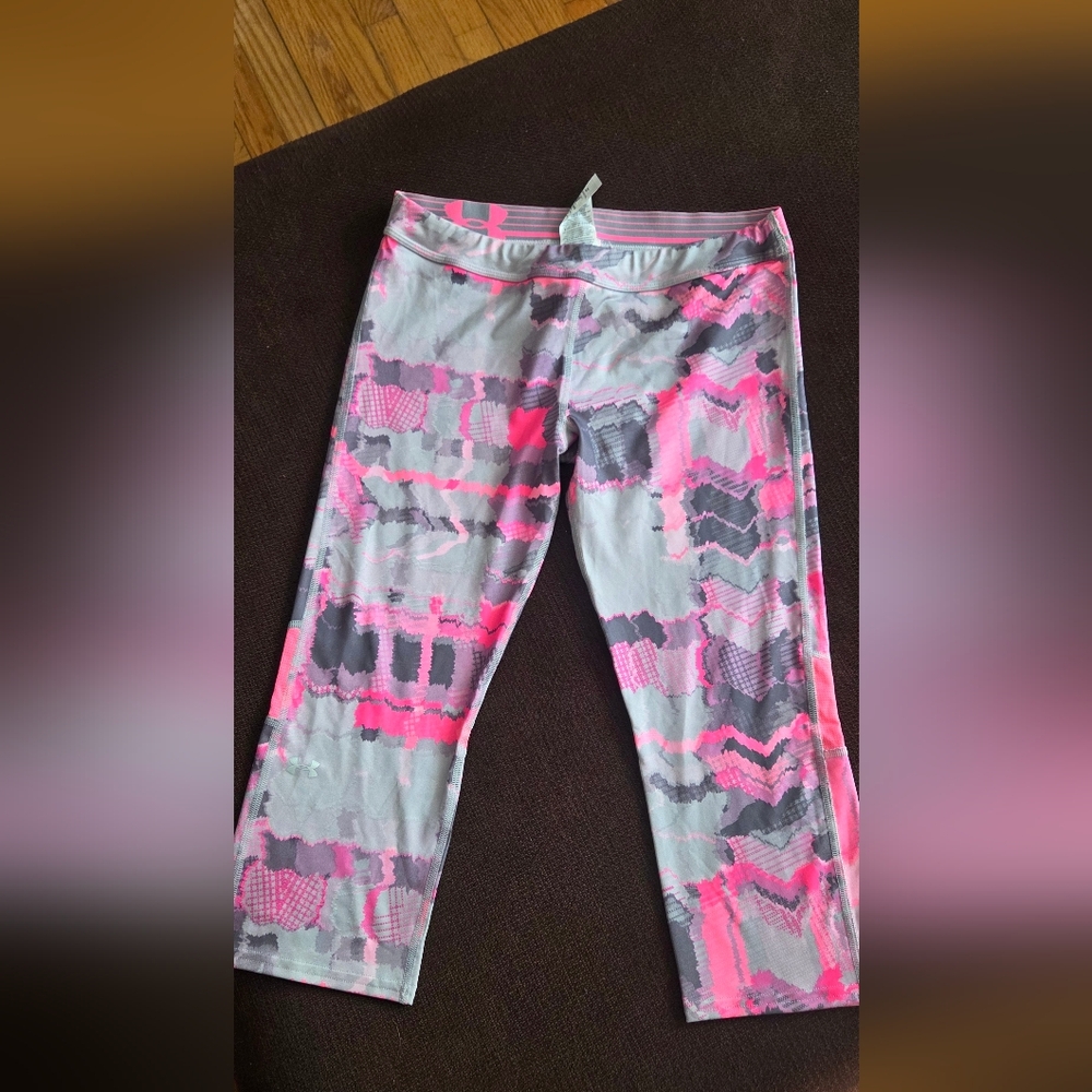 Under Armour Kids Capris- Pink and Gray Pattern